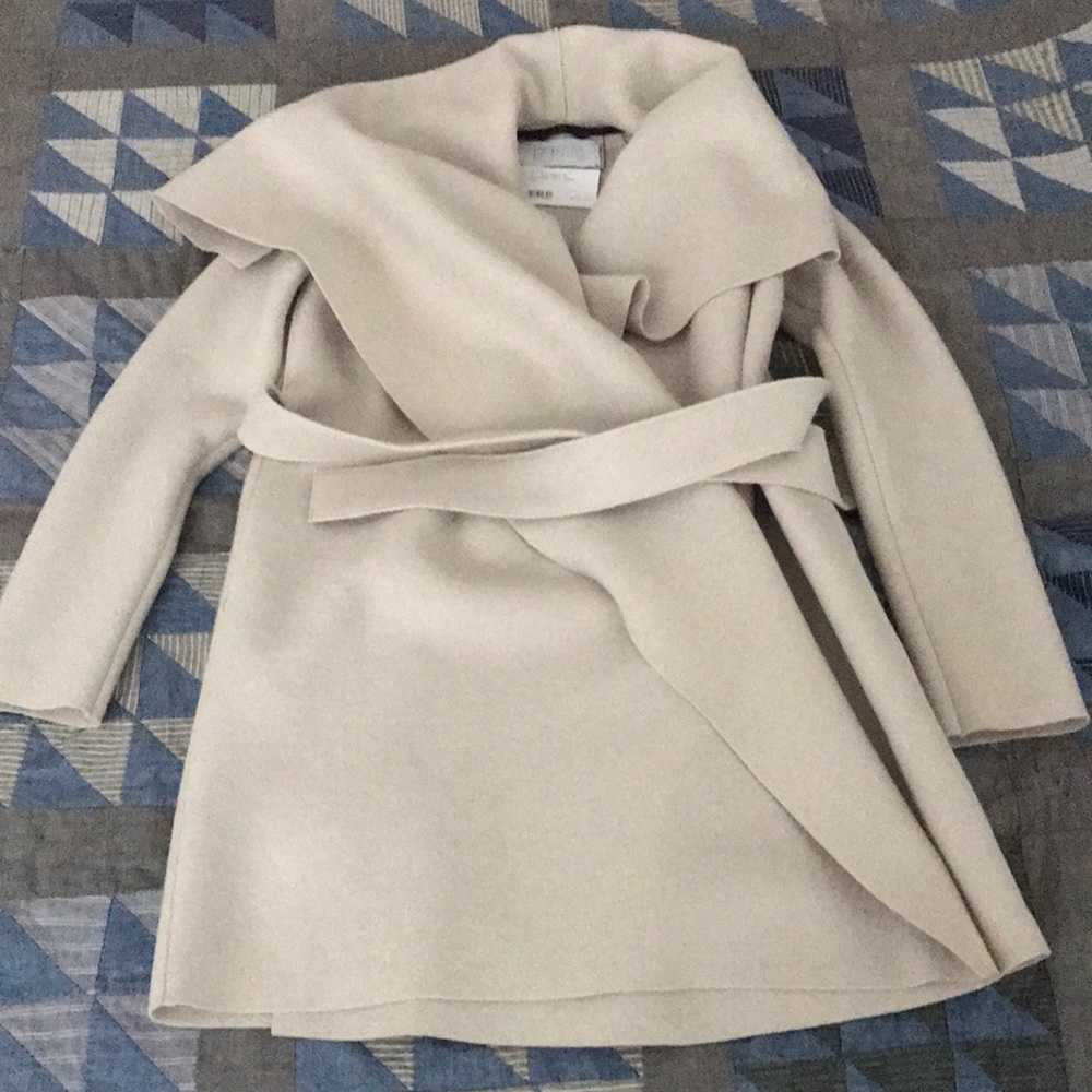 Ivory wool coat Harris Wharf London Intermix wrap coat size s/m